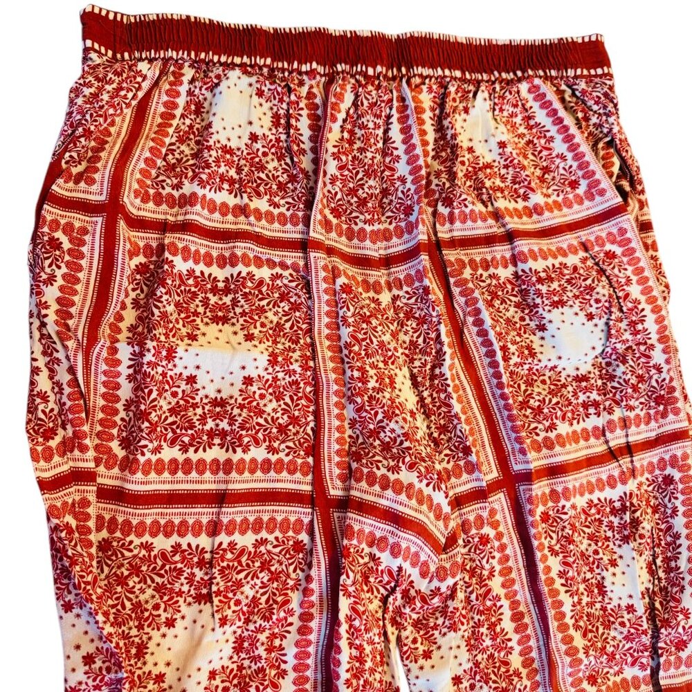 FatFace Red/orange  Floral Boho Print Pants- Size 14 Long - Picture 6 of 9